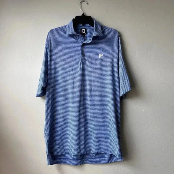 FootJoy GOLF‎ POLO SHIRT MENS Medium Blue And White Stipe - Picture 1 of 2